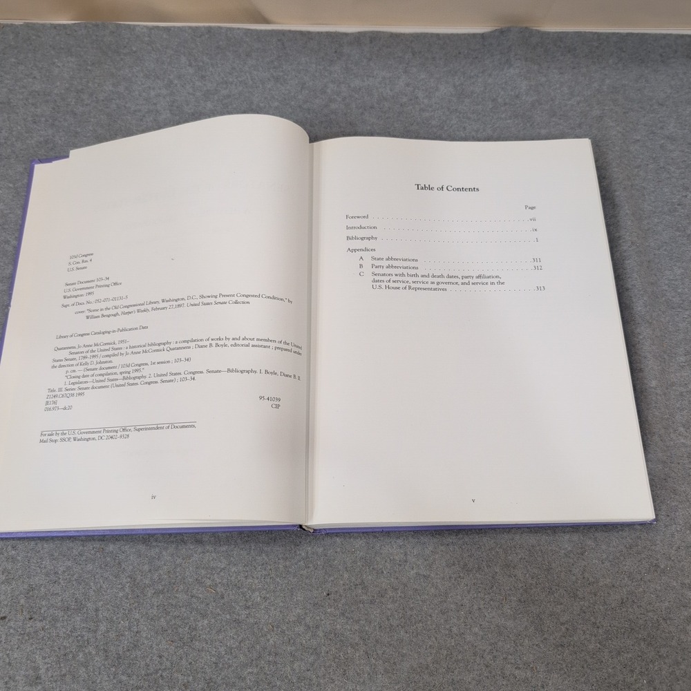 Senators of the United States A Historical Bibliography 1789-1995 Hardcover 1995 - Picture 6 of 6